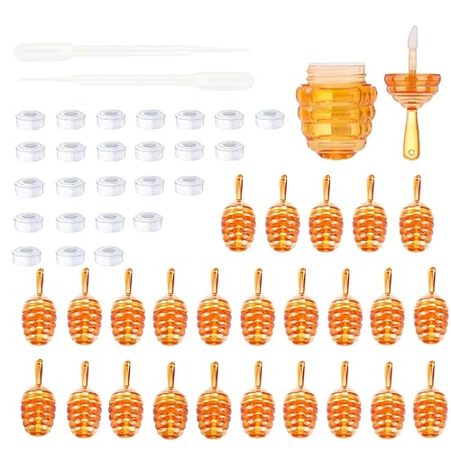 25 Pieces Honey comb Shaped 6ml Lip Gloss Tube Empty Plastic Lip Gloss Container Mini Clear Refillable Lip Balm Bottle Container with 2 Pieces Plastic