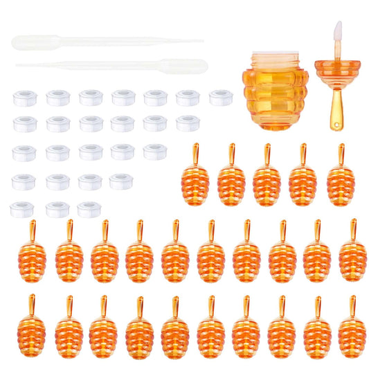 25 Pieces Honey comb Shaped 6ml Lip Gloss Tube Empty Plastic Lip Gloss Container Mini Clear Refillable Lip Balm Bottle Container with 2 Pieces Plastic