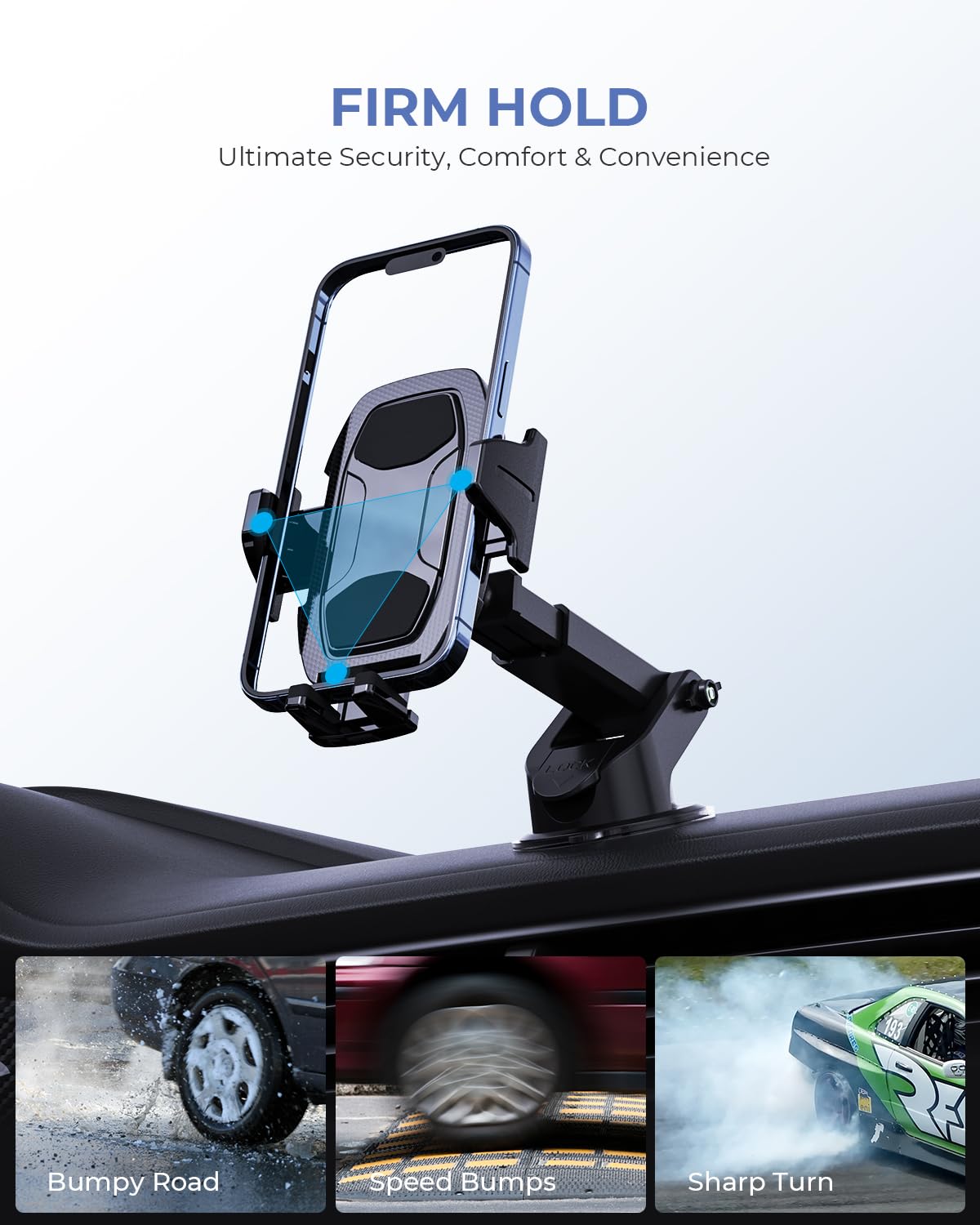 Primoov Phone Holders for Your Car | Car Phone Holders for IPhone with 360-Degree Rotation | Dashboard Cell Phone Holder | Easy Installation & Strong…