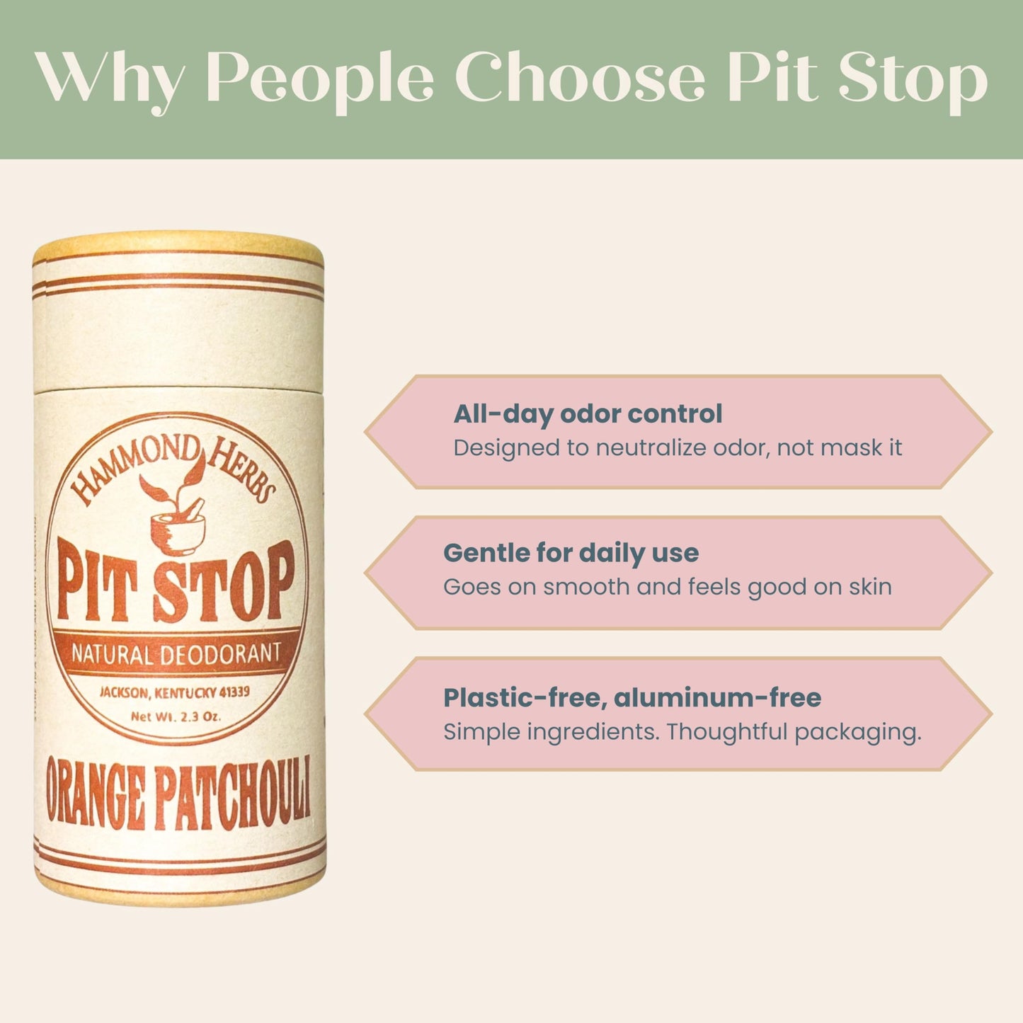Hammond Herbs - PIT STOP Deodorant - Aluminum-Free, Plastic-Free, All-Natural Odor Control, 3 Pack (Earthy) Beauty and Personal Care Hammond Herbs