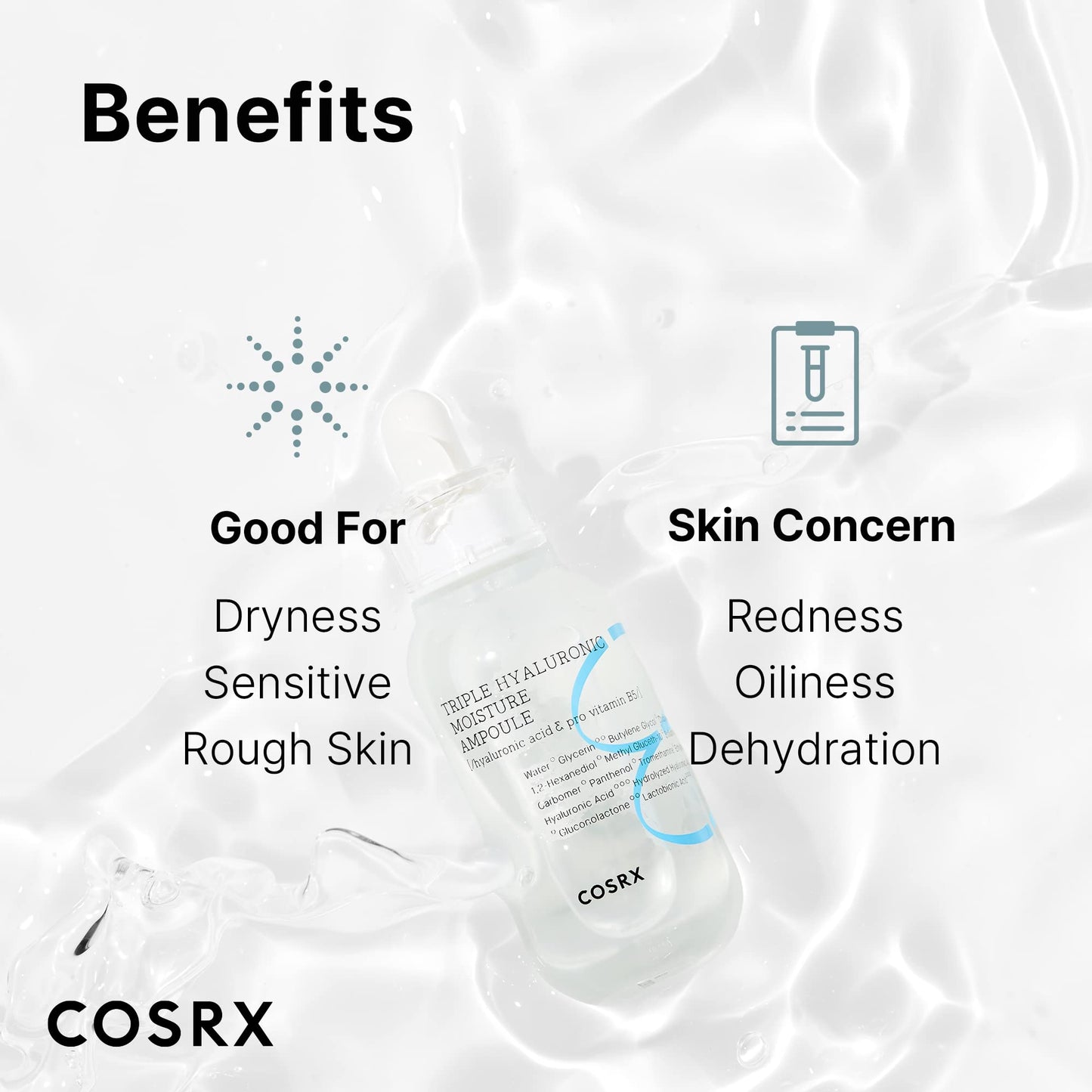 COSRX Hydrium Triple Hyaluronic Moisture Ampoule, 40ml / 1.35 fl.oz | Hyaluronic Acid Viscous Serum | Korean Skin Care, Animal Testing Free, Paraben