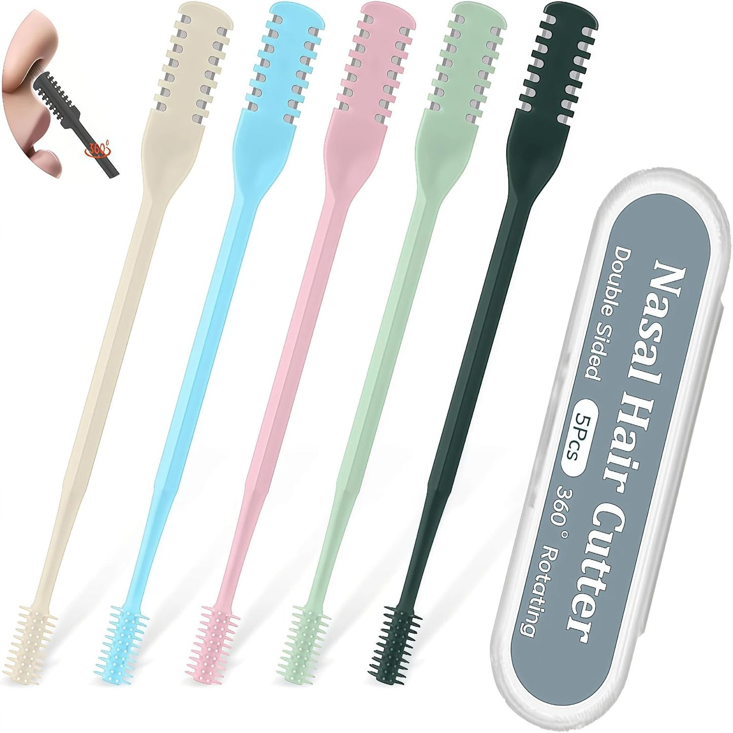 Wulthus 5Pcs 2-in-1 Nasal Hair Cutter, 2026 New Double Sided Nose Hair Cutter, Portable 360° Rotating Manual Nose Hair Trimmer for Men and Women Beauty and Personal Care Wulthus Default Title