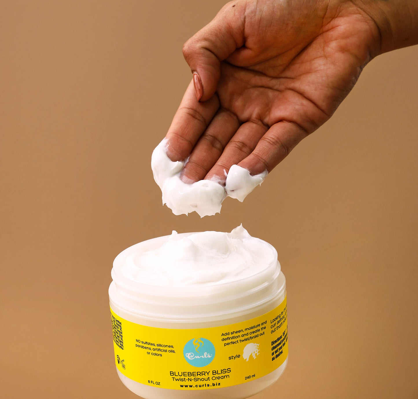 Curls Blueberry Bliss Twist-N-Shout Cream - 8 oz, for the Perfect Twist Outs and Braid Outs, for All Natural Types, Adds Sheen, Moisture,