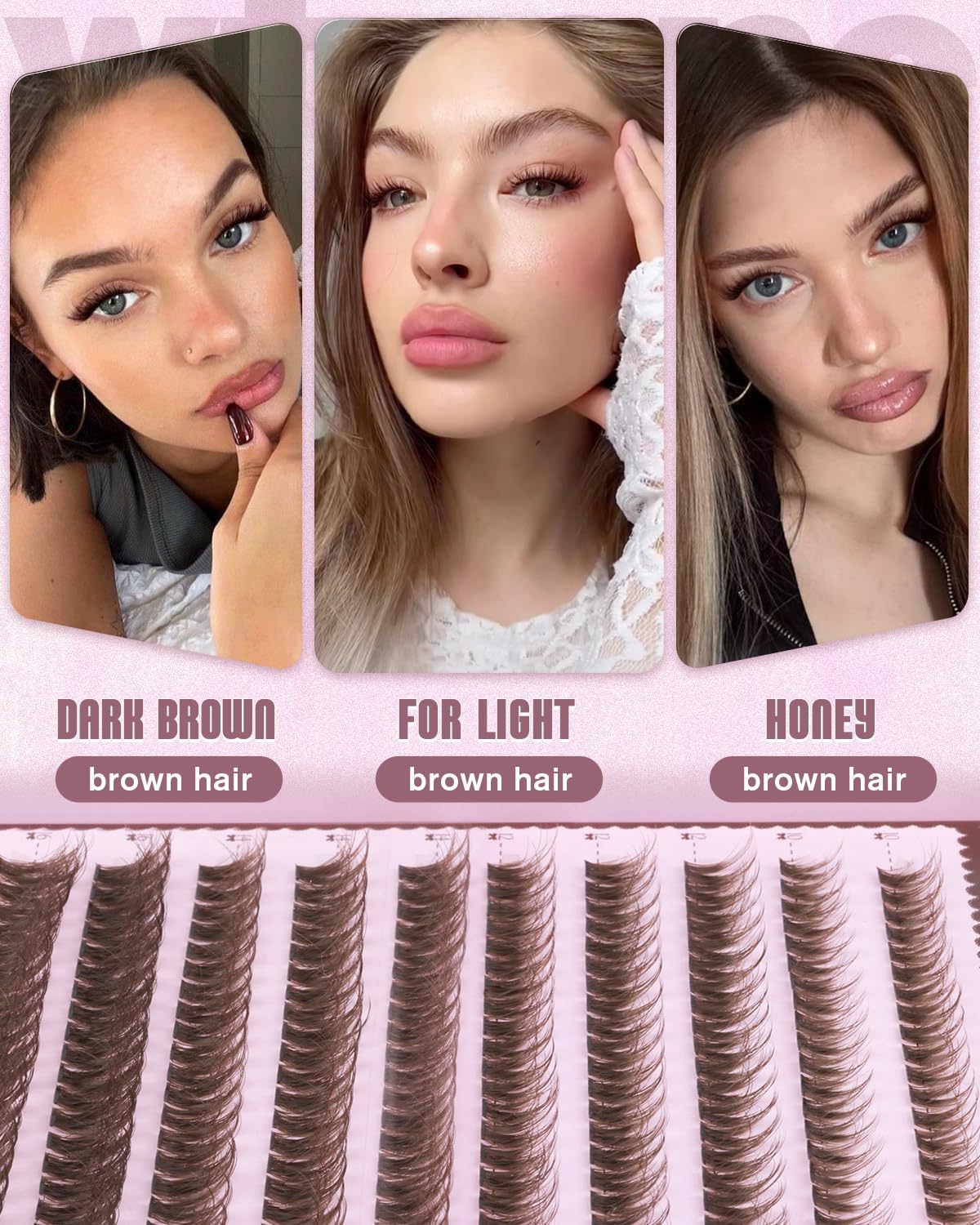 Wtvane Brown Lash Clusters Fluffy Eyelash Clusters 10-16mm Natural Cluster Eyelash Extensions Wispy Lashes Clusters Dark Brown Fairy Individual Lashes Beauty and Personal Care wtvane