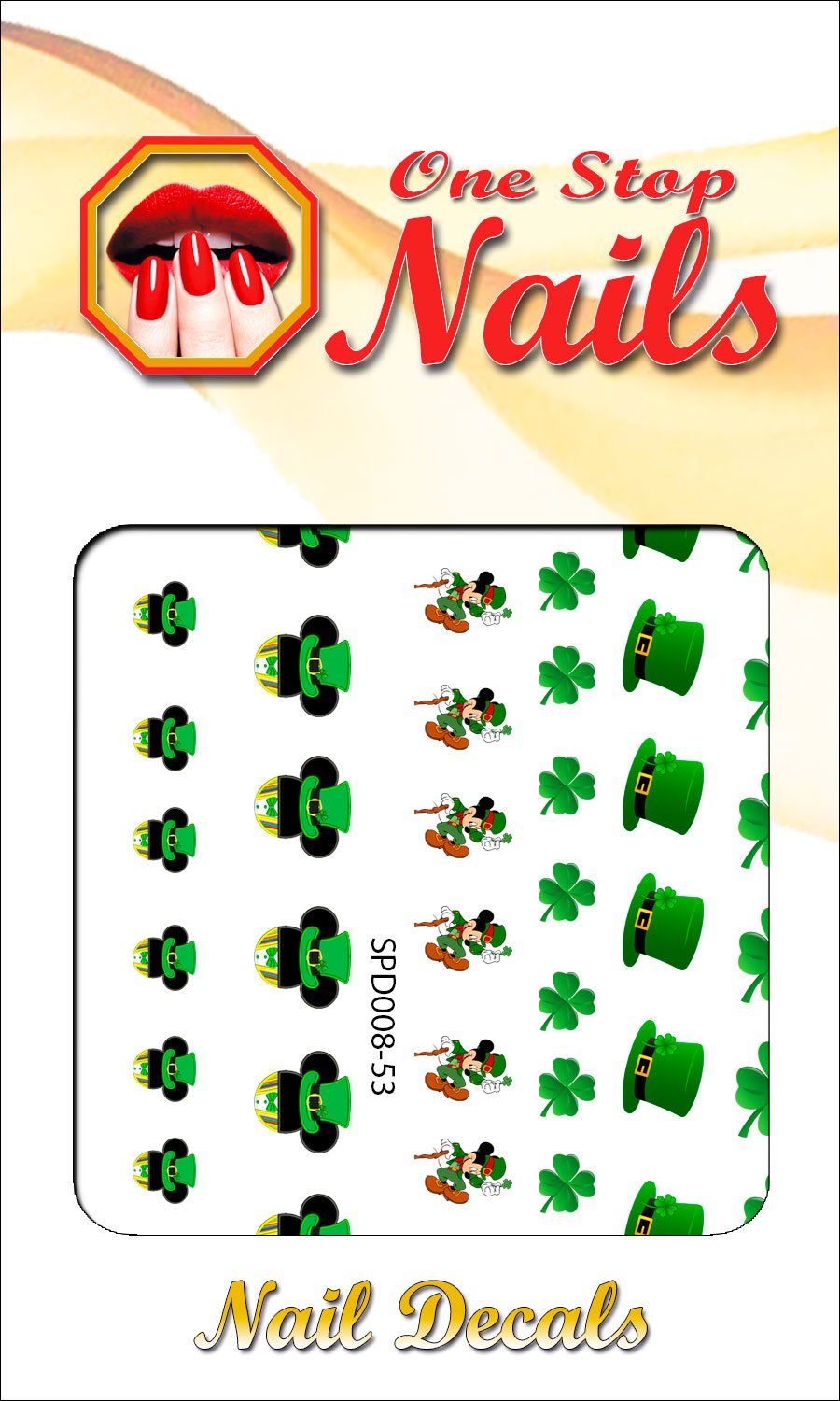 St Patrick's Day Nail Art Decals (Tattoo). Shamrock, Mickey, Hat, Skull, Clover, Luck. Set of 53 Waterslide Nail Art Decals. OSN-SPD008-53 by One Stop Beauty & Personal Care One Stop Nails
