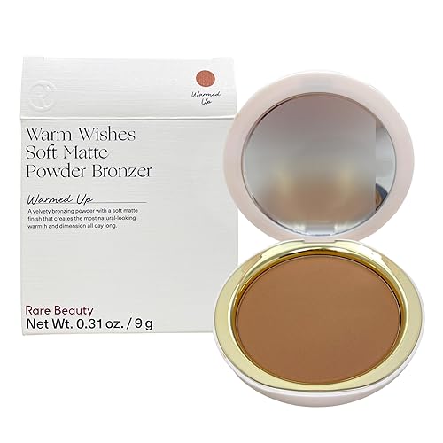 Rare Beauty Warm Wishes Soft Matte Powder Bronzer - Warmed Up Shade, 0.31 Oz, Matte Finish, Buildable, Vegan Formula, Face Bronzer