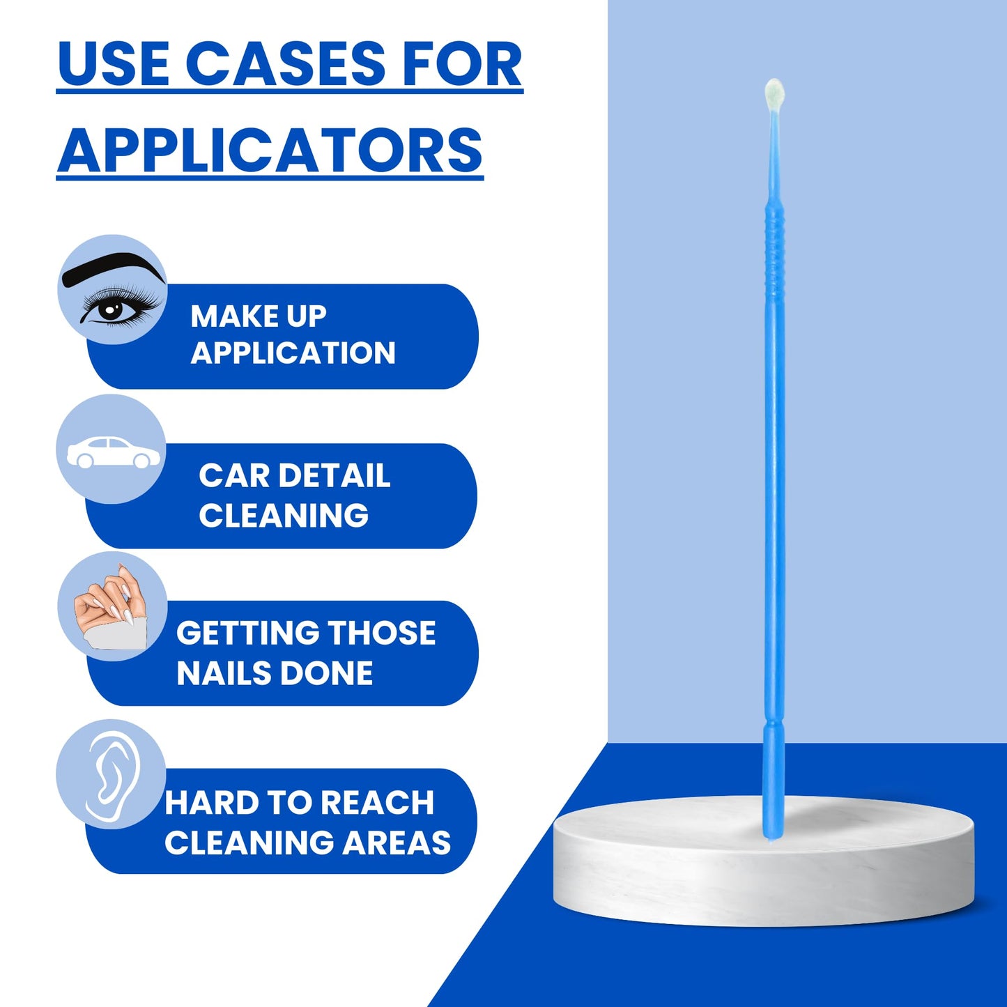 Disposable Micro Applicator Micro Brush for Makeup, Eyelash Extension, Lash and Mascara Application for Personal Care (100 Count (Pack of 1), Blue