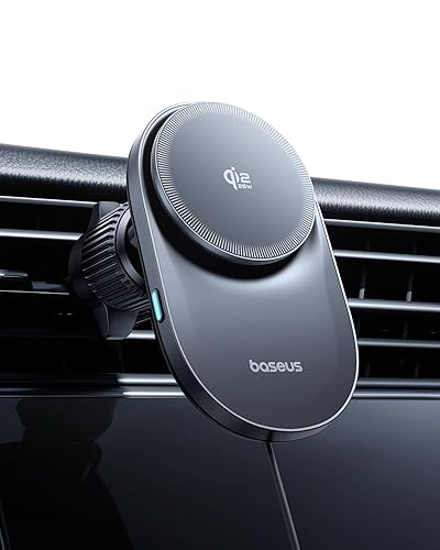 Baseus Qi2.2 Certified 25W for MagSafe Car Mount Charger, Ultra-Thin Fast Charging Wireless Charger Car Phone Holder, 360° Rotatable Magnetic Phone…