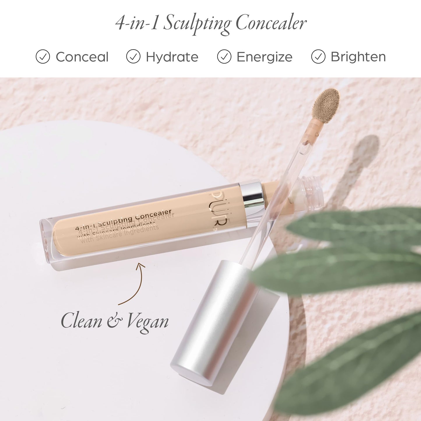 PÜR MINERALS 4-in-1 Sculpting Concealer for Women - Conceals, Brightens, Plumps & Corrects - Hydrating & Moisturizing Makeup Concealer with Medium