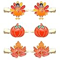 HZEYN 6 Pack Thanksgiving Hair Clip Fall Pumpkin Maple Leaf Turkey Hair Clips for Women Autumn Fall Hair Barrette Accessory Holiday Gifts