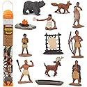 Safari Ltd. Powhatan Indians TOOB - 12 Figurines: Camp Fire, Canoe, Deer Hide, Warriors, Pocahontas, Chief Whunsoncock, & More - Educational Toy…