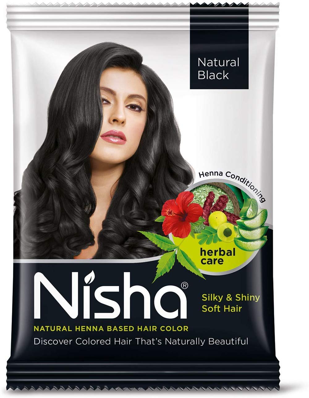 Nisha Henna Based Color Dye For Hair (0.3 Ounce (Pack of 6), Natural Black)