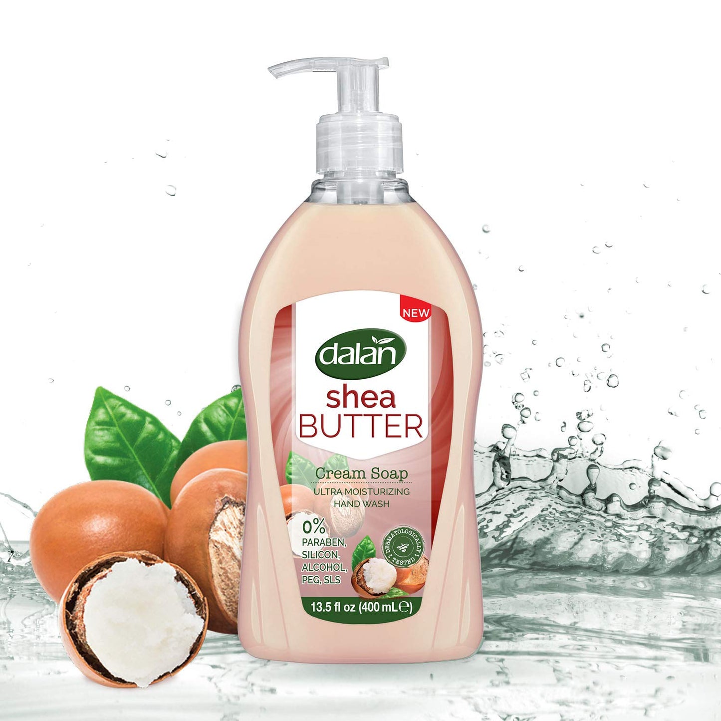 Dalan Shea Butter Cream Ultra Moisturizing Liquid Hand Soap for Normal and Dry Hands Fresh Clean and Soft Feeling (13.5 Fl Oz / 400 mL (Pack of 6))