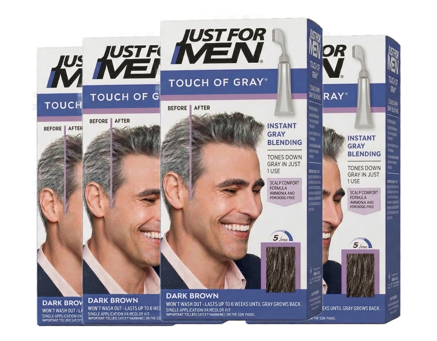 JUST FOR MEN Touch of Gray Hair Treatment T-45 Dark Brown, 1 Each (Pack of 4)