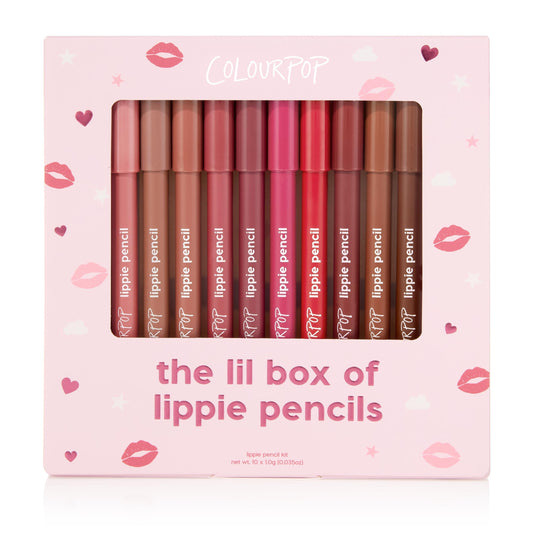 ColourPop Lil Box of Lippie Pencils Makeup Kit - 10-Piece Vegan Lip Liner Set with Creamy, Long-Wearing Formula - Includes New Shades to Deliver Bold