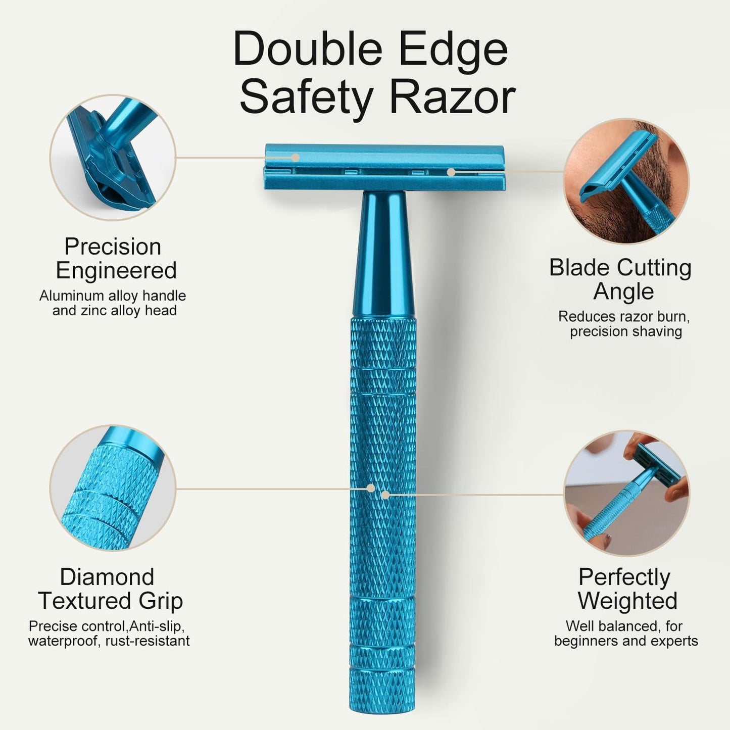 Matte Gun Black Safety Razors for Men with Stand, Single Blade Razor Beauty and Personal Care BULIMICA
