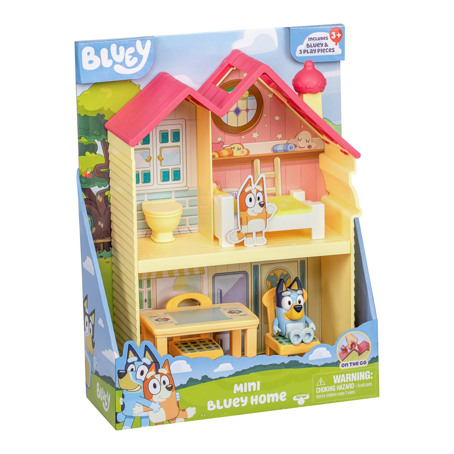 Bluey Mini Home Playset | Compact House Playset with Carry Handle | Three Different Rooms | Kitchen, Bedroom and Bathroom | Includes Figure with 5…