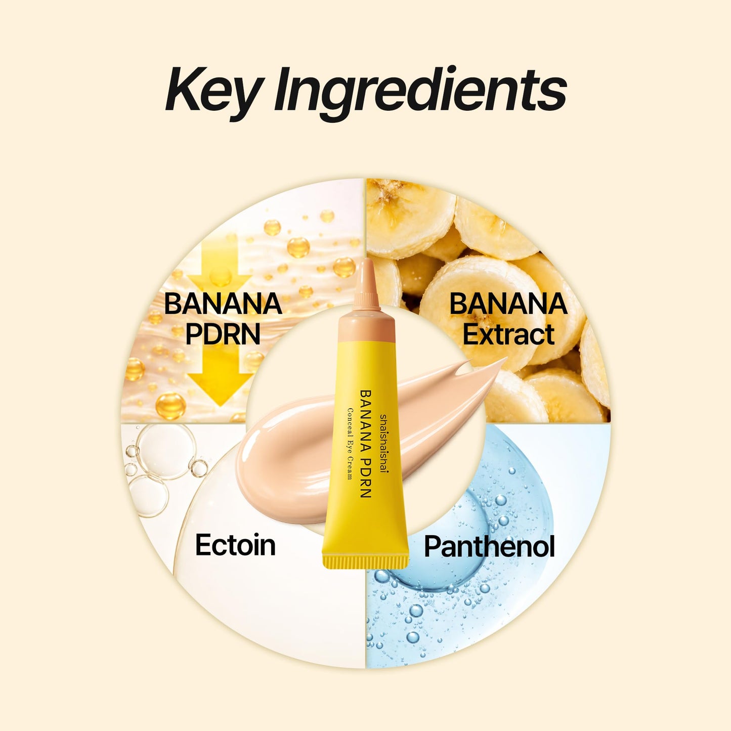 shaishaishai BANANA PDRN Conceal - Hydrating Under Eye Cream & Dark Circle Coverage, Advanced Formula with PDRN + Ectoin, Non-Sticky, Korean Skincare Beauty and Personal Care shaishaishai