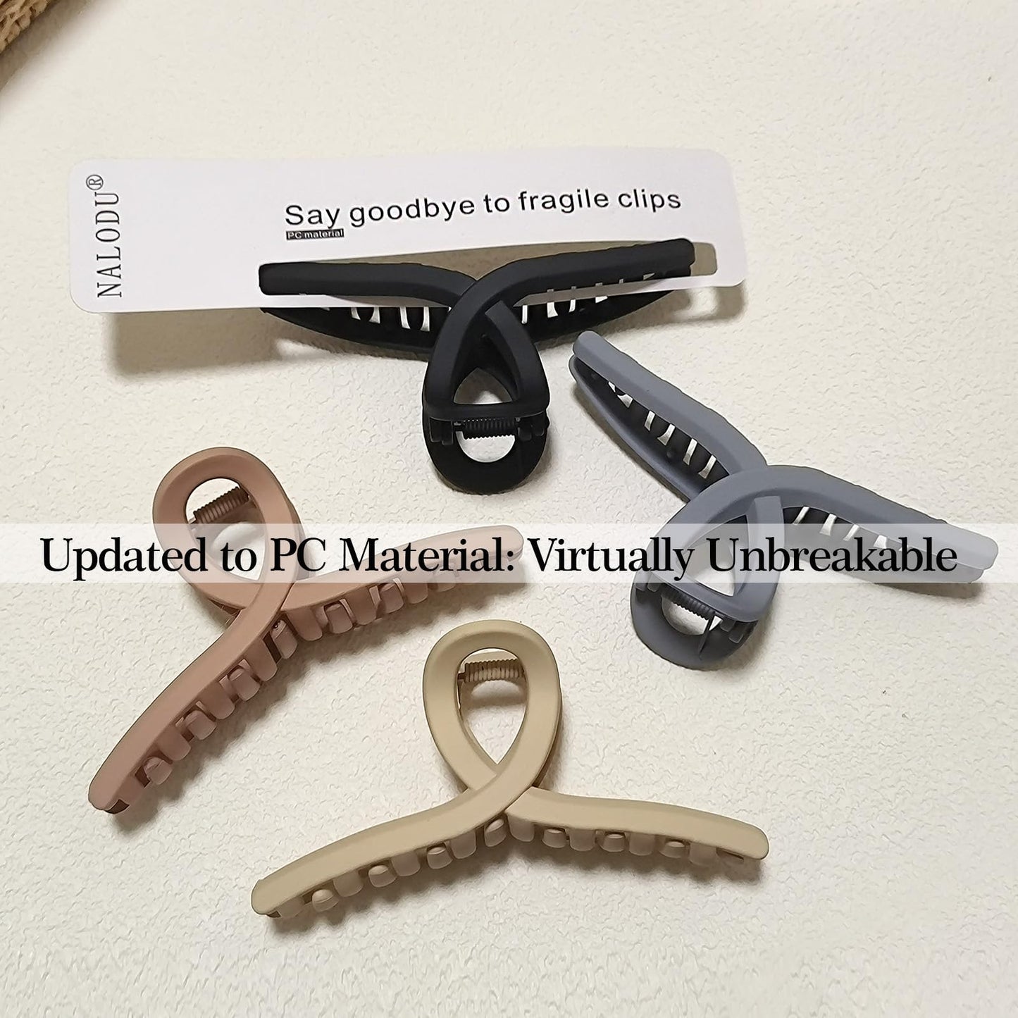 Nalodu 5 Inch Extra Large Claw Clips, No Slip Matte & Glossy Jumbo XL Black & Silver Plated Hair Clips for Thick Long Curly Hair, Big Hair Claw Clips Beauty and Personal Care Nalodu