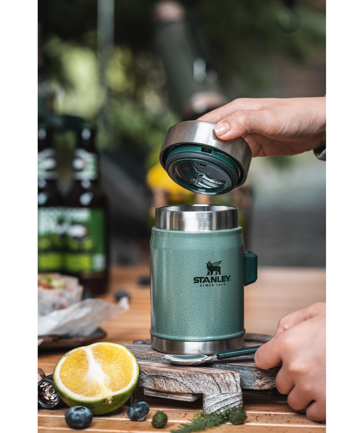 STANLEY Classic Food Jar and Spork 14 oz Vacuum Insulated Food Container Wide Mouth Screw On Lid Packable for Travel Stainless Steel with Leakproof…