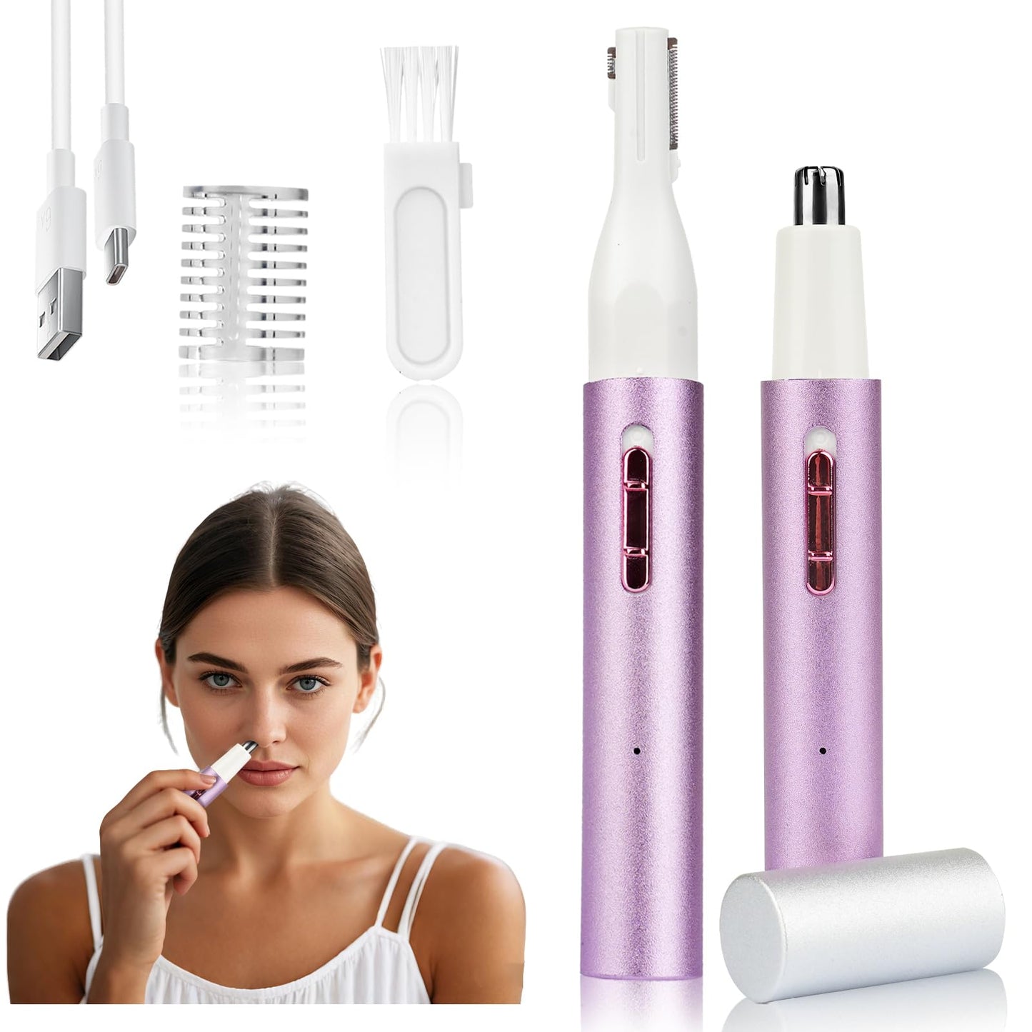 Mendaping 2026 Rechargeable Nose & Ear Hair Trimmer, Dual-Edge Blade Electric Clipper for Women Men, Facial & Eyebrow Hair Removal Tool, Powerful Beauty and Personal Care Mendaping Default Title