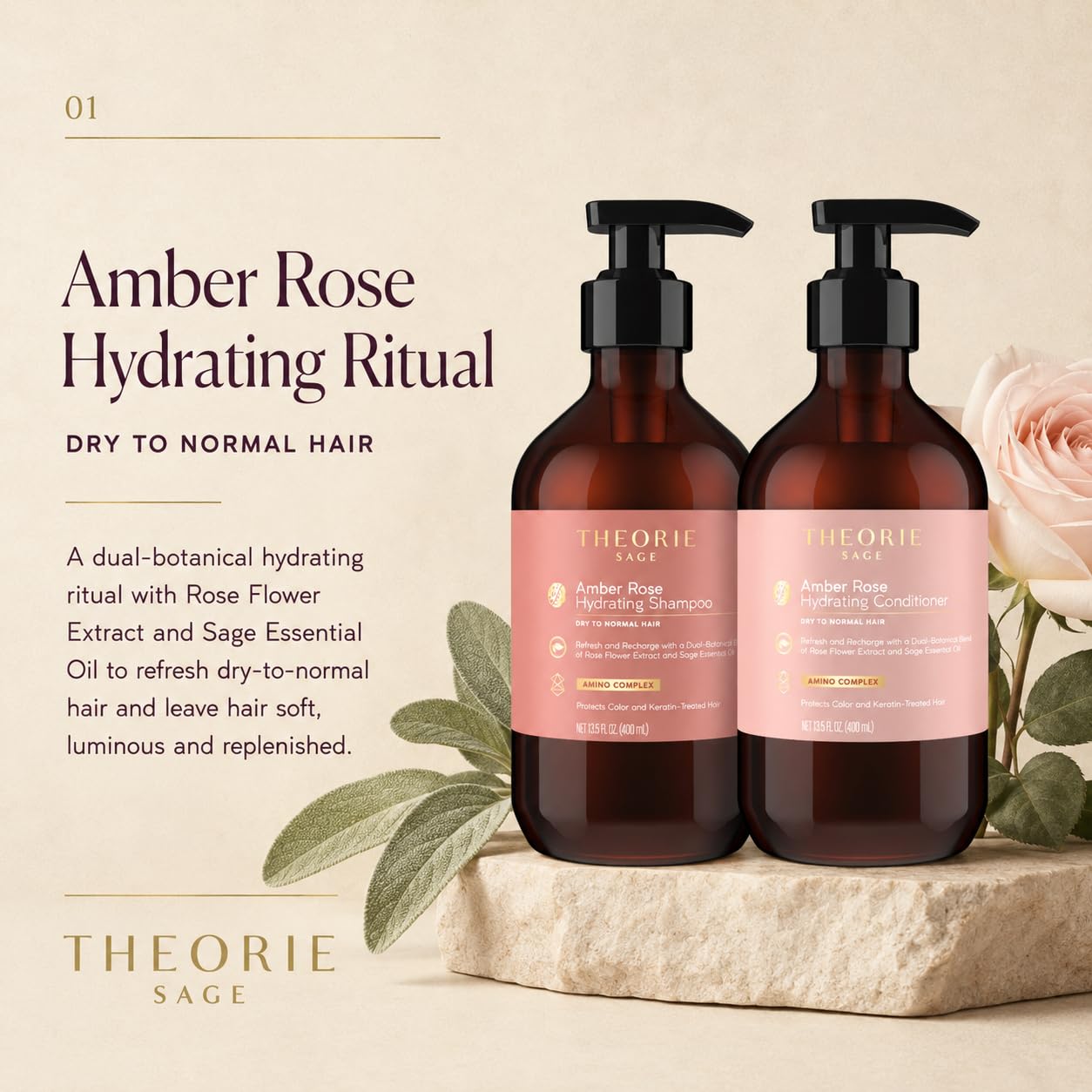 THEORIE 400 mL Shampoo & Conditioner Collection (THEORIE Sage Collection Hair Care Sets (Sea Kelp Mint 400mL Shampoo & Conditioner Set))