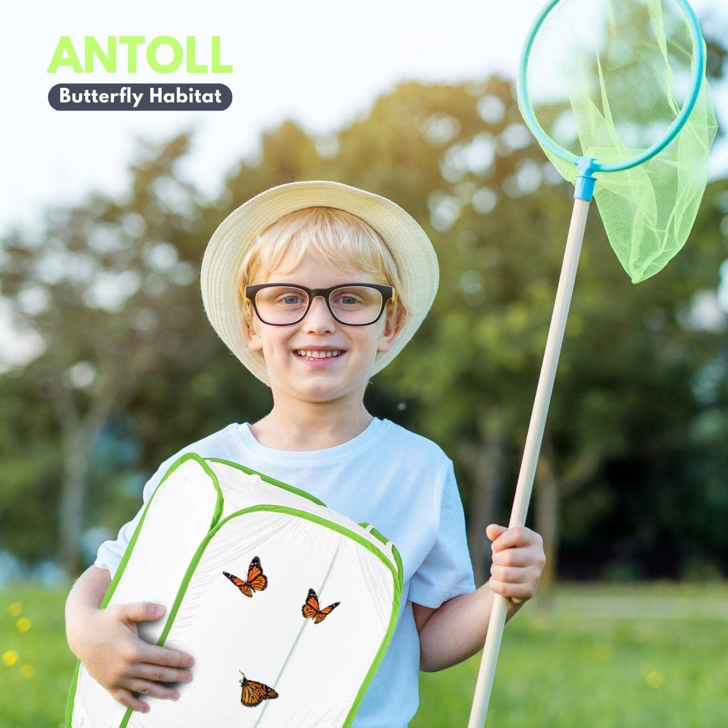 Antoll 3-Pack 24" Green Butterfly Habitat Cage – Monarch & Caterpillar Mesh Enclosure, Pop-Up Insect Observation Cage 16