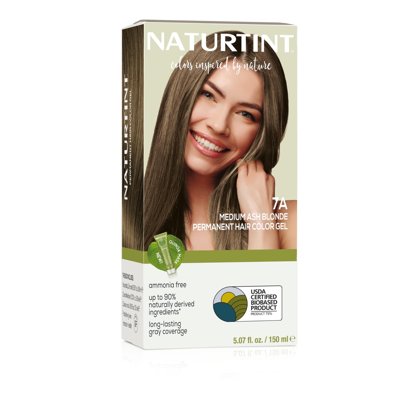 Naturtint 7A Medium Ash Blonde Permanent Hair Color (Pack of 1), Ammonia Free, Vegan, Cruelty Free, up to 100% Gray Coverage, Long Lasting Results