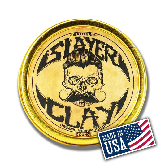 Hair Clay For Men - Slayer Clay Organic Medium Hold 2 Ounce Tin - Like Pomade Cream Or Gel - Shine Free & Non Greasy - Anti Dandruff & Easy To Use Beauty & Personal Care Vintage Grooming Co