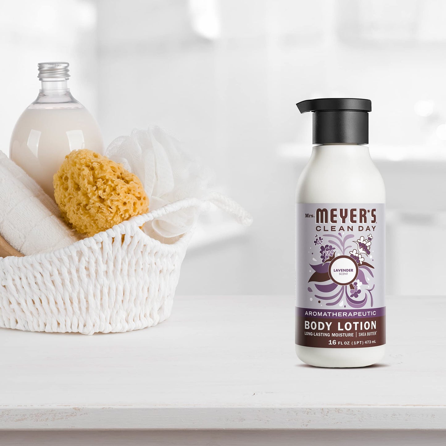 MRS. MEYER'S CLEAN DAY Body Lotion, Long-Lasting, Non-Greasy Moisturizer, Cruelty Free Formula, Lavender Scent, 15.5 oz