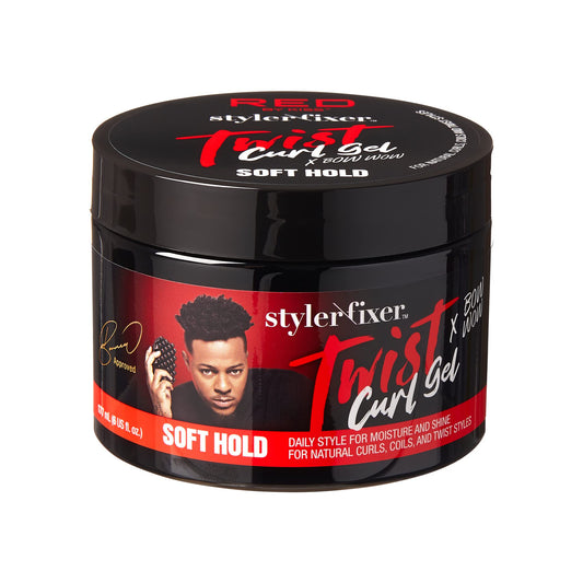RED by Kiss X Bow Wow Styler Fixer Twist Curl Gel, Soft Hold for Afro Hair, Moisturizing with Coconut Scent, Ideal for 360 Waves & Twists, Nourished