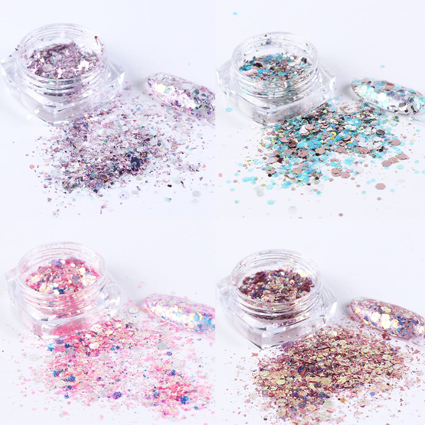 Holographic Nail Glitter Flakes Nails Supply Mermaid Powder Nail Art Decorations Shiny 3D Nail Sequins DIY Manicure Charms Design Acrylic Nails