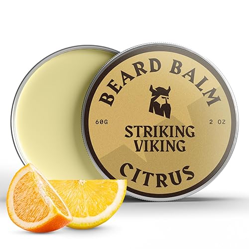 Striking Viking Beard Balm for Men - Leave in Beard Conditioner - Styling Balm Made with Naturally Derived Beard Butter, Argan & Jojoba Oils (2 Ounce