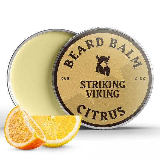 Striking Viking Beard Balm for Men - Leave in Beard Conditioner - Styling Balm Made with Naturally Derived Beard Butter, Argan & Jojoba Oils (2 Ounce