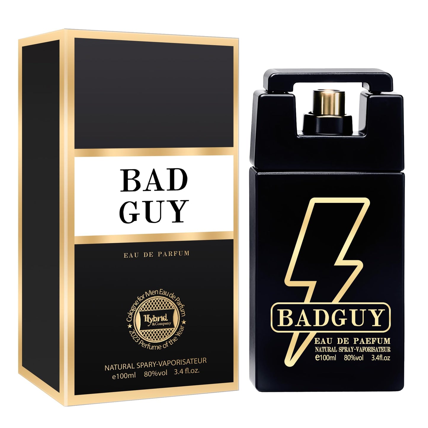 Hybrid & Company Bad Guy For Men Eau De Parfum - Men's Natural Spray Sophisticated Fragrance, Fresh and Elegant, 3.4 Fl Oz Beauty & Personal Care Hybrid & Company