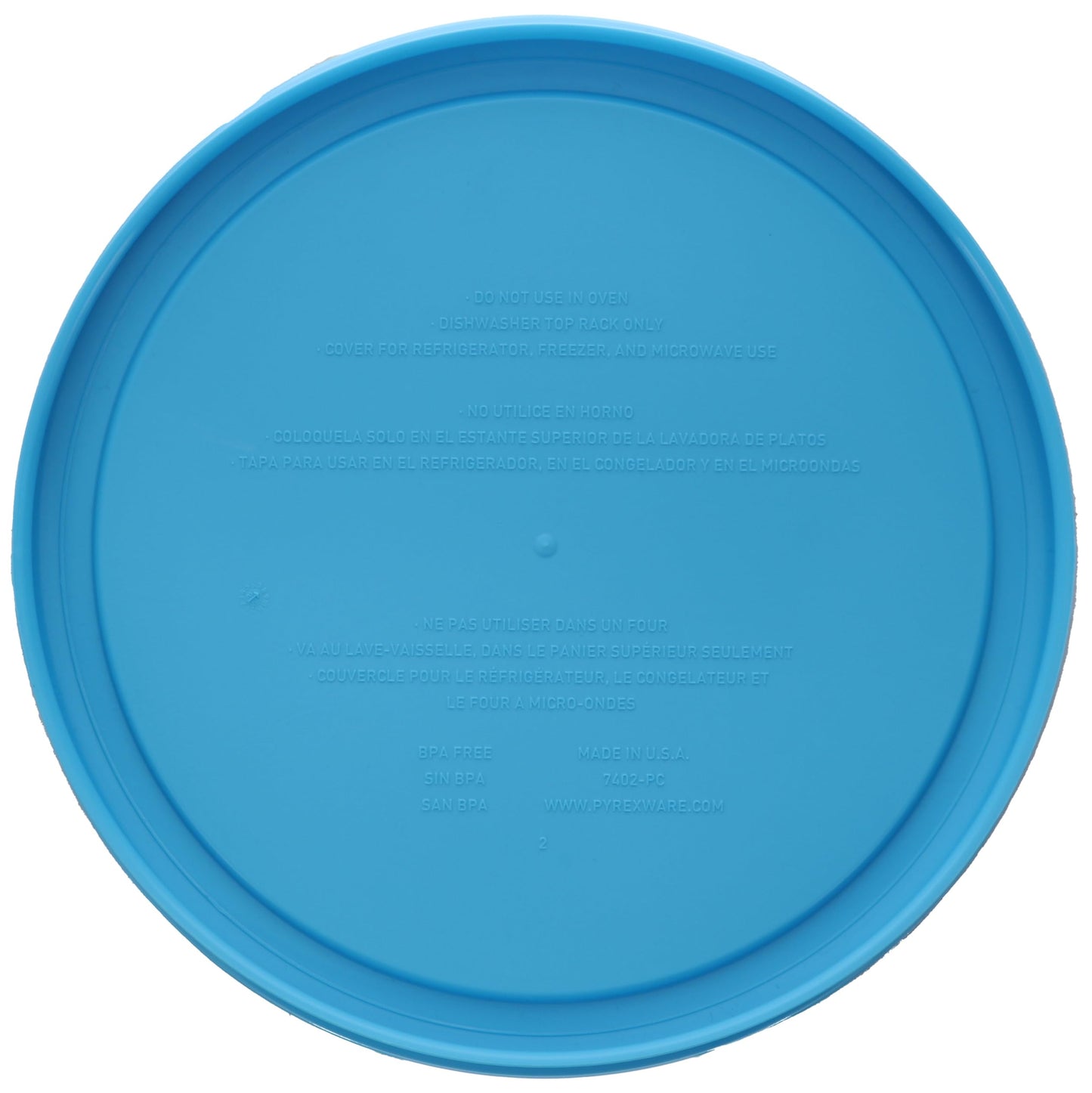 Pyrex 7402-PC 6/7-Cup Bright Blue Pantone Food Storage Replacement Lid (2 Pack) - Made in USA