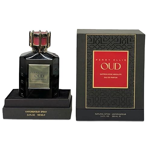 Perry Ellis OUD Saffron Rose Eau De Parfum Spray - Perfume for Women and Men, Rose & Oud Fragrance, Designer Scent, Long Lasting - 3.4 fl oz