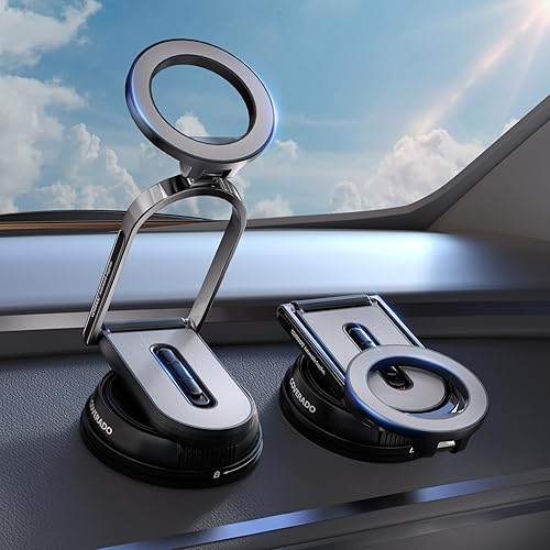 Coverado Magnetic Car Phone Holder, Vacuum Magnetic Phone Holder for Car, 360° Rotation Strong Magnet Car Phone Mount Dash Cell Phone Mount…