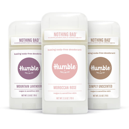 Humble Aluminum-Free Deodorant for Women & Men, Lavender, Rose & Unscented - Baking Soda-Free Natural Deodorant Stick for Sensitive Skin Beauty and Personal Care HUMBLE SIMPLE AND TRUE.