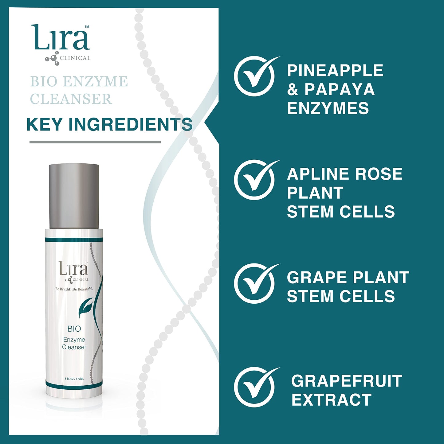 Lira Clinical BIO Enzyme Cleanser for Oily Skin Control -  Hydrophilic Exfoliating Facial Cleanser - Deep Cleansing Skincare and Hydrating Care - 6 Oz