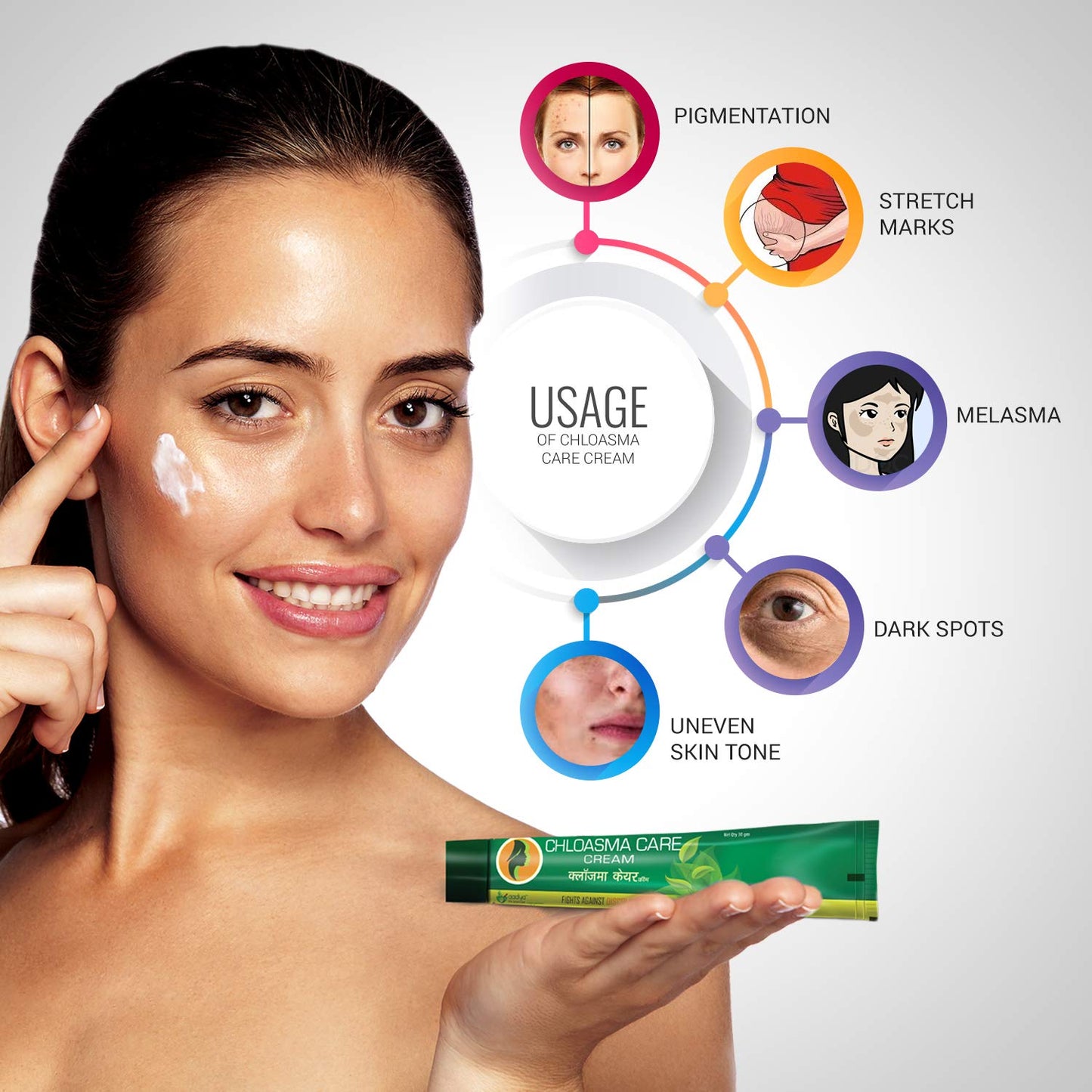 AADYA LIFE Chloasma Care Cream for Hyper pigmentation, Stretch marks, Blemishes, 30g (Pack of 2)