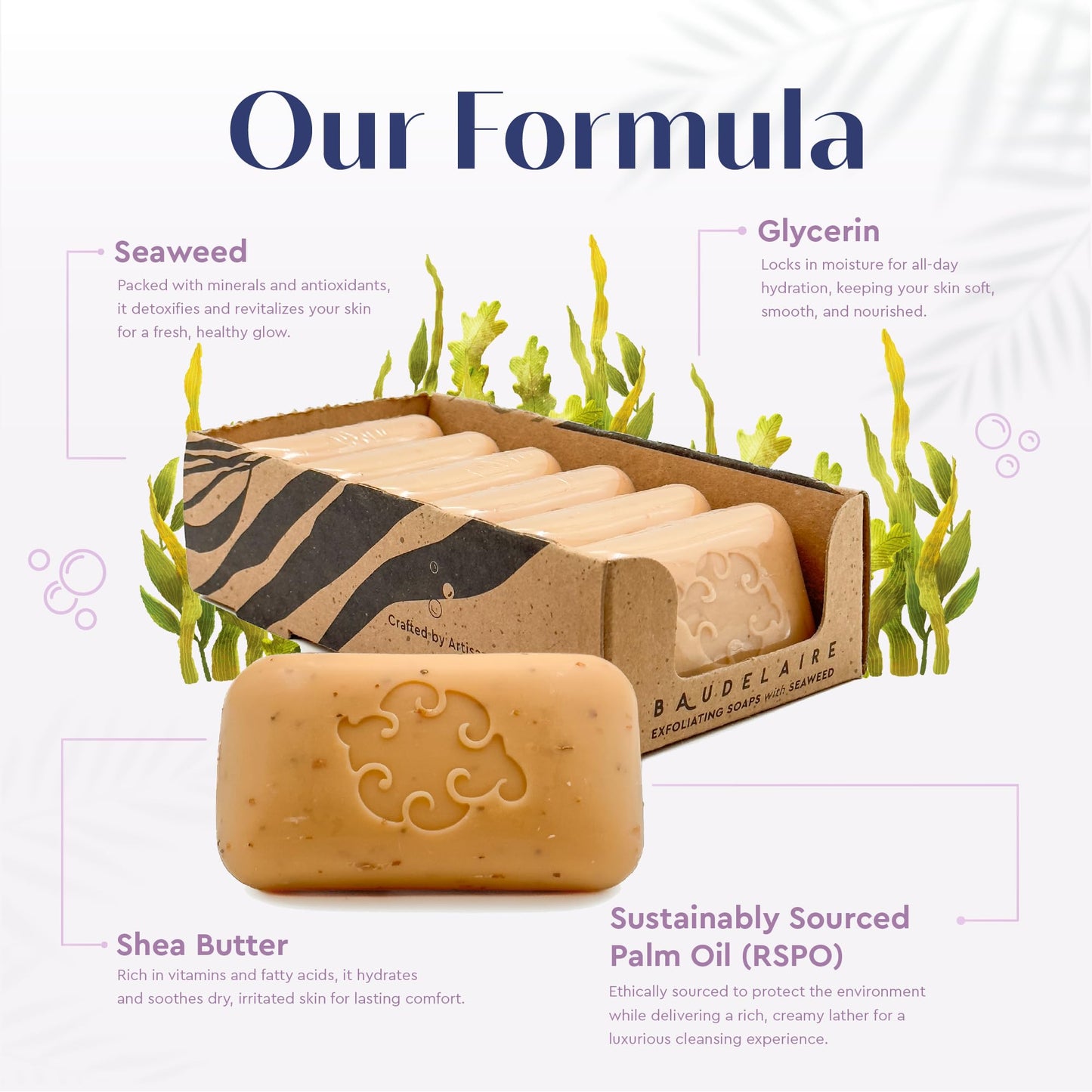 Baudelaire Exfoliating Spice Loofa Soap - Natural Fragrance - Hydrating & Moisturizing Triple-Milled Luxury, 5 oz (Pack of 6)