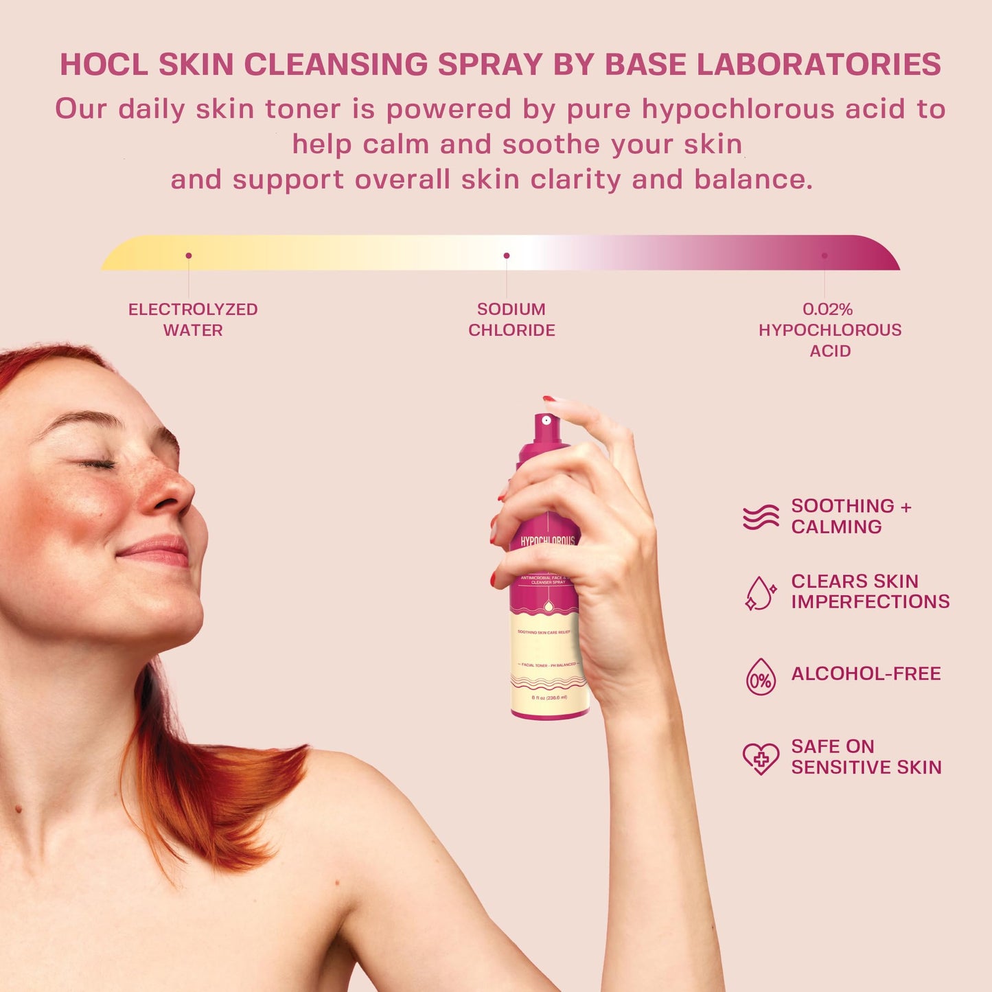 BASE LABORATORIES Hypochlorous Acid Spray for Face & Skin - 8 oz - Facial Daily Skin Repair Solution for Sensitive Skin - Hypochlrous HOCL Molecule Beauty and Personal Care BASE LABORATORIES