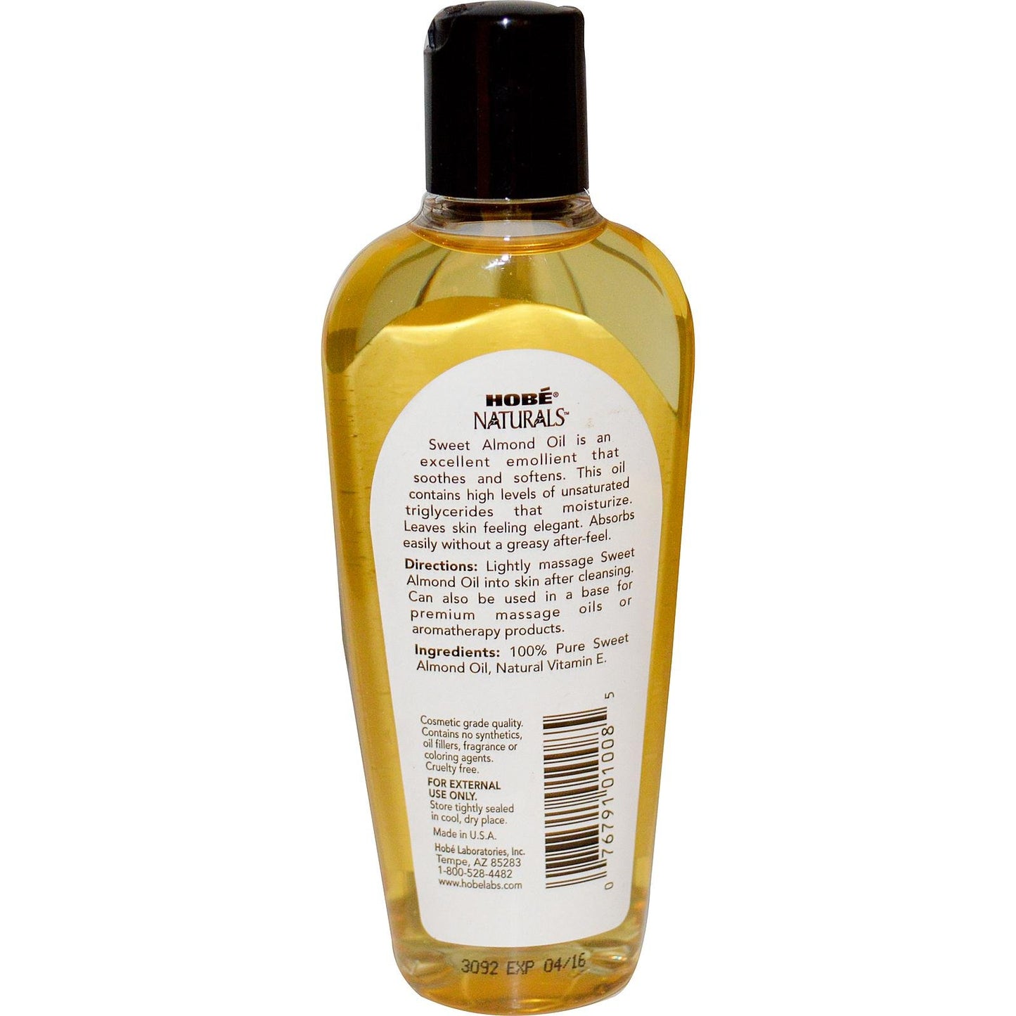 HOBE LABORATORIES BEAUTY OIL,SWEET ALMOND, 4 FZ