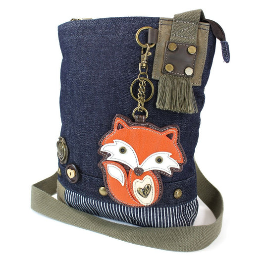 CHALA Handbag Canvas Crossbody Messenger Bags - FOX with coin purse (Blue) Fashion CHALA