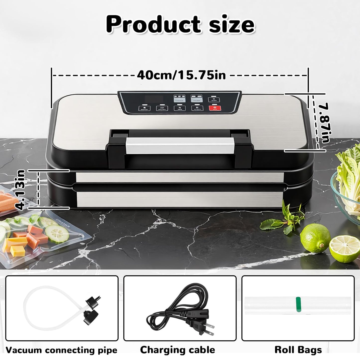 BYIECLD 95Kpa Powerful Vacuum Sealer Machine, 11-in-1 Automatic Food Sealer with Double Seal, Built-in Cutter & Bag Storage, for Dry Moist Food…
