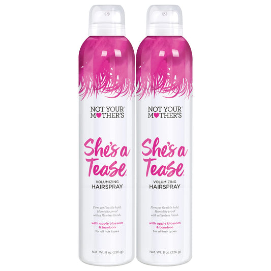 Not Your Mother's She's a Tease Hairspray (2-Pack) - 8 oz - Volumizing Hairspray - Firm Yet Flexible Hold, Humidity Proof, Flawless Finish,8 Ounce