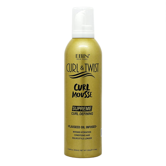 Curl & Twist Supreme Curl Defining Mousse 12.49 fl oz/354 ml - Flaxseed & Coconut Oil Infused Vitamin E Prevents Dryness Restores Vibrancy and Adds
