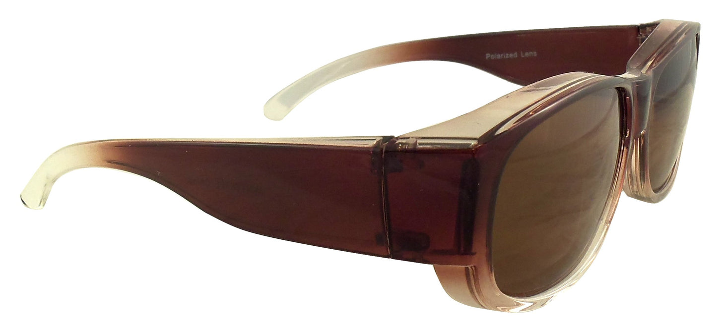 Ideal Eyewear Womens Ombre Fit Over Sunglasses Wear Over Prescription Glasses - Polarized Lenses - Case Included (Brown)