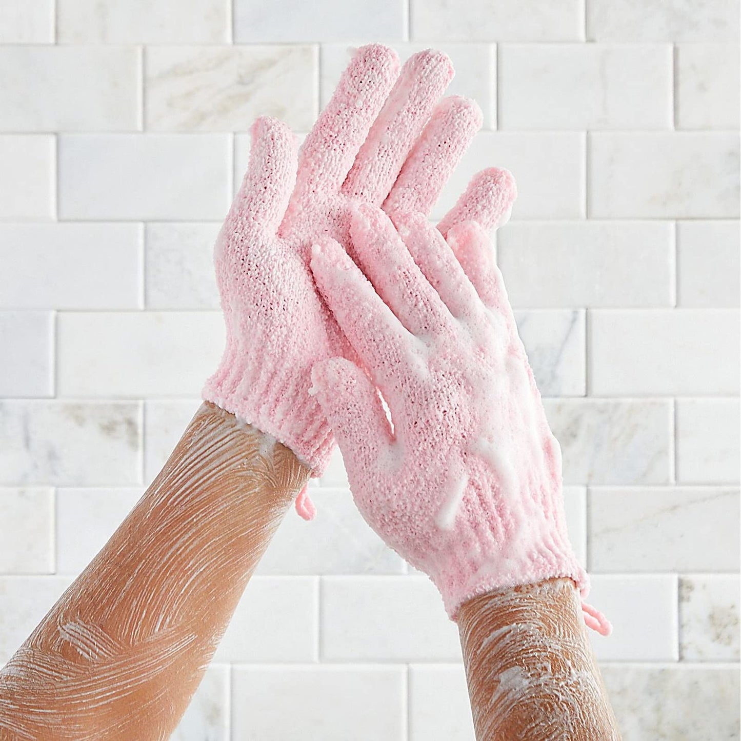 Glamlily Shower Gloves - Gentle Spa Exfoliation & Bath Scrub Gloves - Exfoliating Shower Mitts & Body Scrubber for Women - Pack of 6-Pair Spa Set